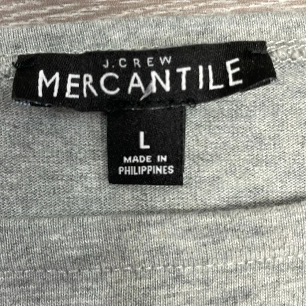 J. Crew Mercantile Boatneck Long Sleeve Gray Tee with Faux Layered Look L